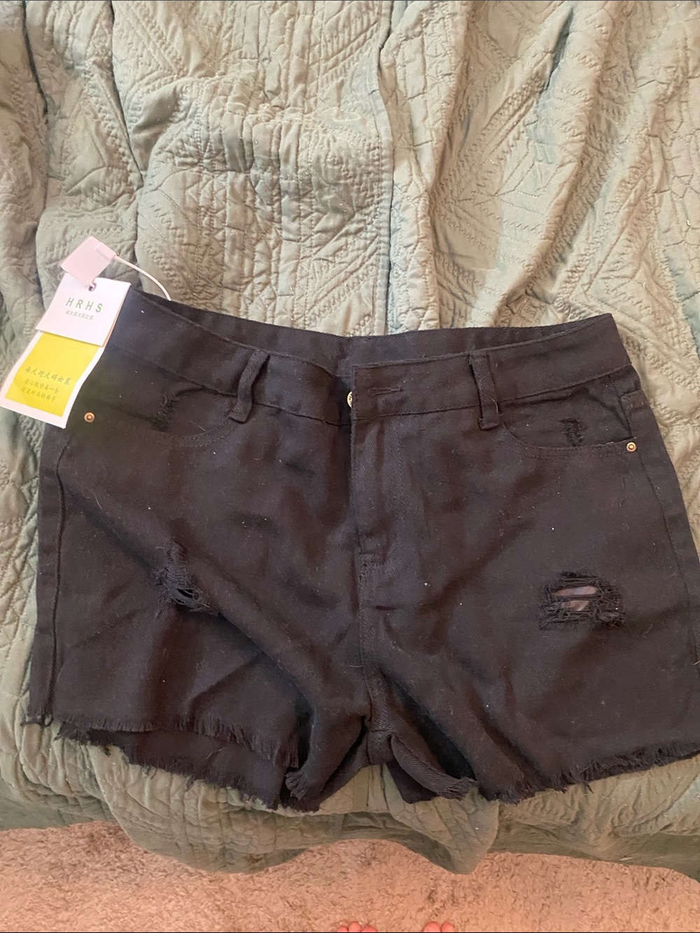 Forever 21 Black Distressed Jean Shorts